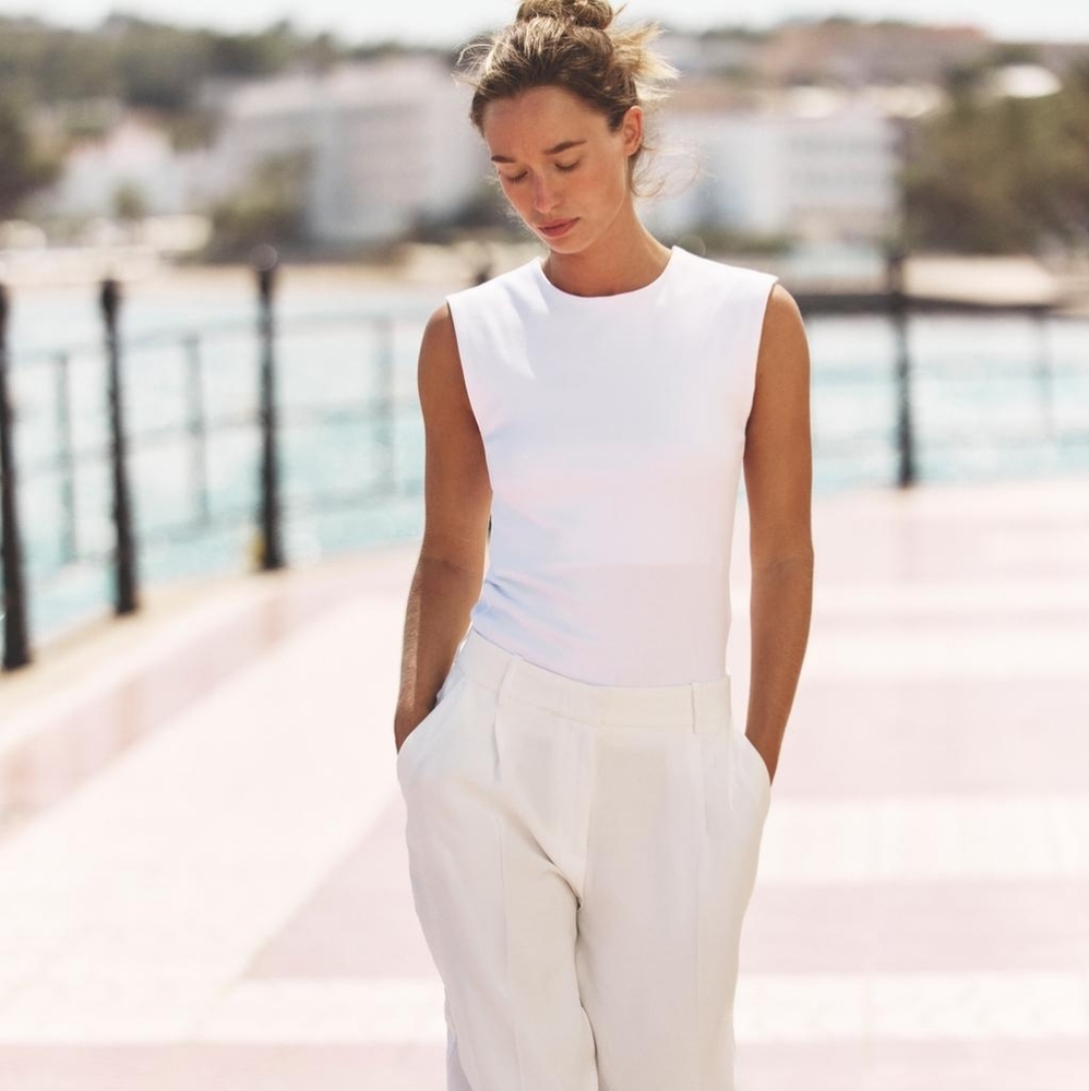 NWT ZARA Sleeveless Knit Top White XL